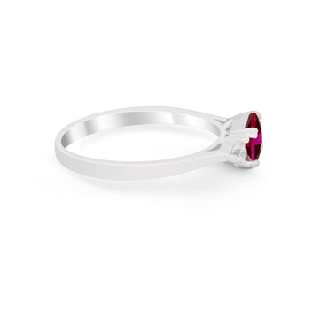 Three Stone Wedding Ring Emerald Cut Simulated Ruby CZ 925 Sterling Silver